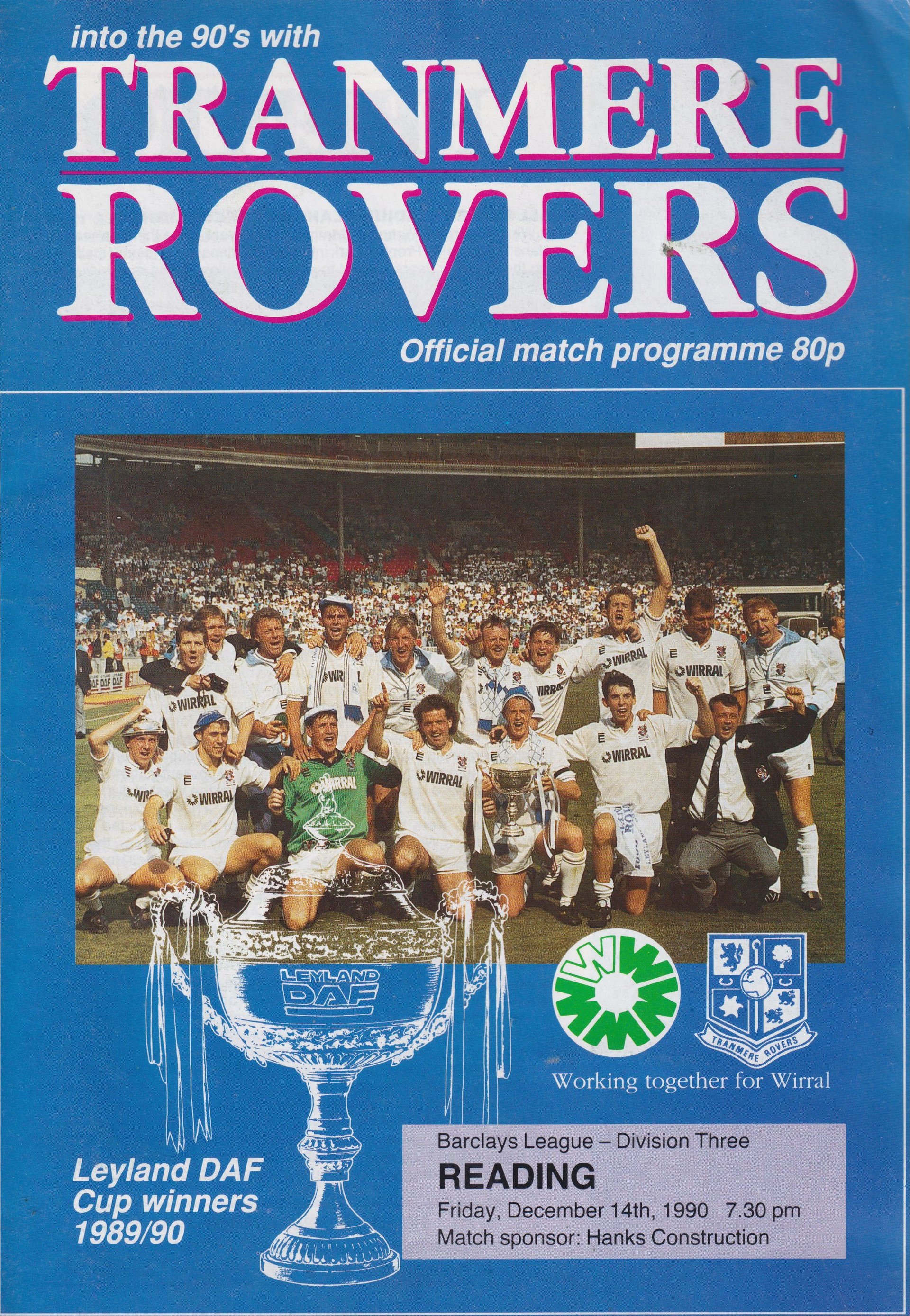 Tranmere Rovers v Reading match programme